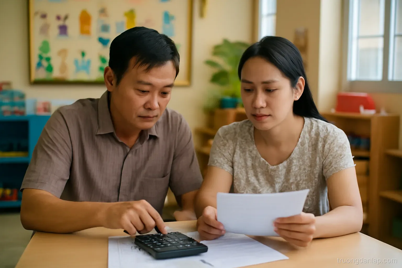 Bảng kê các khoản thu chuẩn của trường dân lập